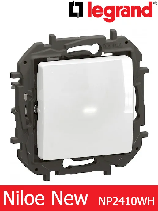 Димер бутонен LED 1–150 VA (изисква неутрал) – бял Legrand Niloe New NP2410WH