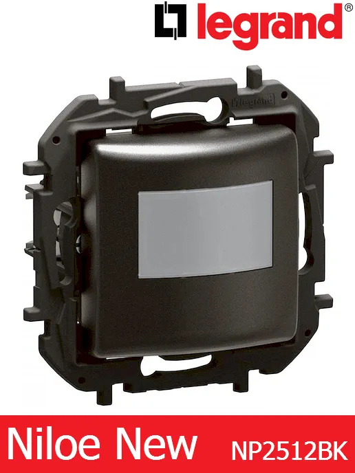 Датчик за движение PIR 170° 8 m (без неутрал) – черен Legrand Niloe New NP2512BK