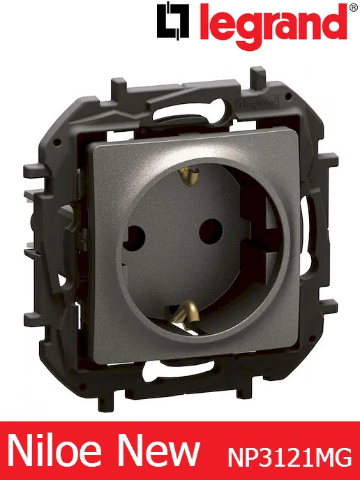 Контакт Шуко 16A – сив Legrand Niloe New NP3121MG