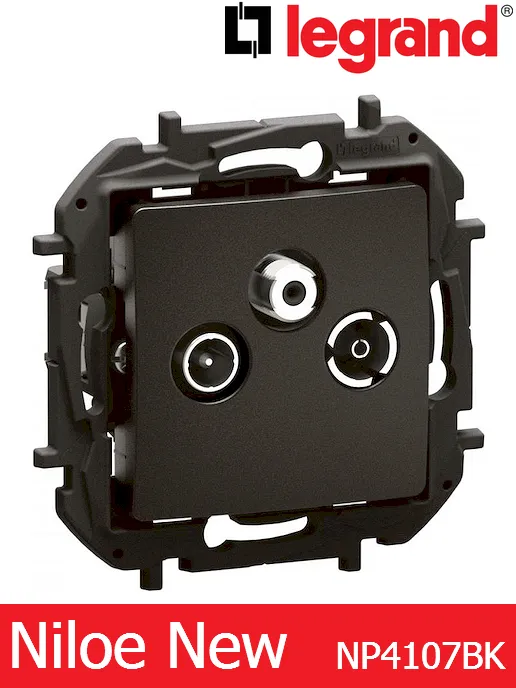 TV-R-SAT крайна 10 dB – цвят черен, Legrand Niloe New NP4107BK