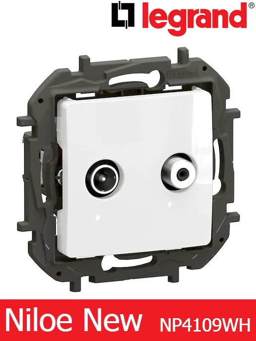 TV-SAT индивидуална 1.5 dB – цвят бял,  Legrand Niloe New NP4109WH