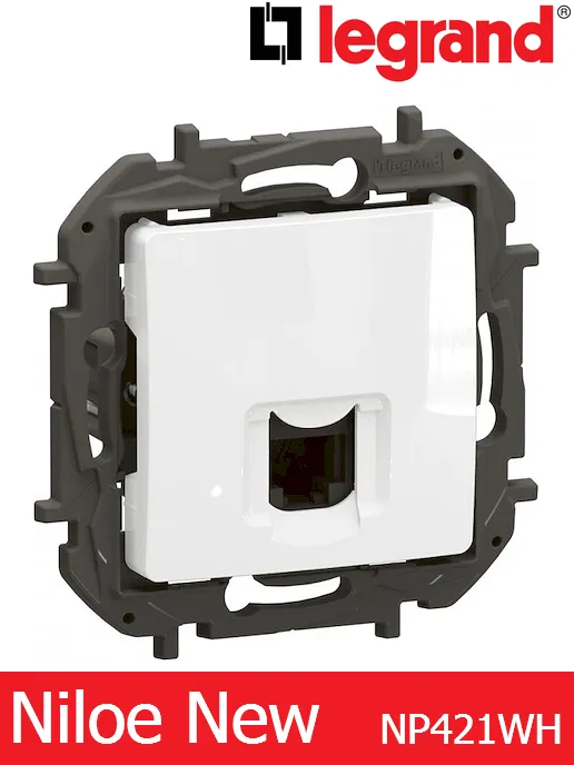 Телефонна розетка RJ11 – цвят бял,  Legrand Niloe New NP421WH