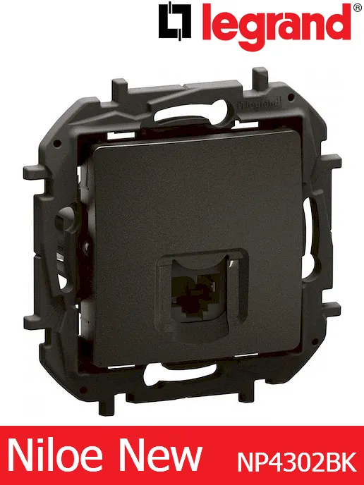Интернет розетка RJ45 Cat.6 FTP – цвят черен, Legrand Niloe New NP4302BK