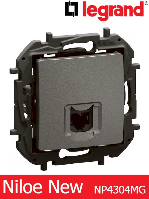 Интернет розетка  RJ45 Cat.6 UTP – цвят сив, Legrand Niloe New NP4304MG