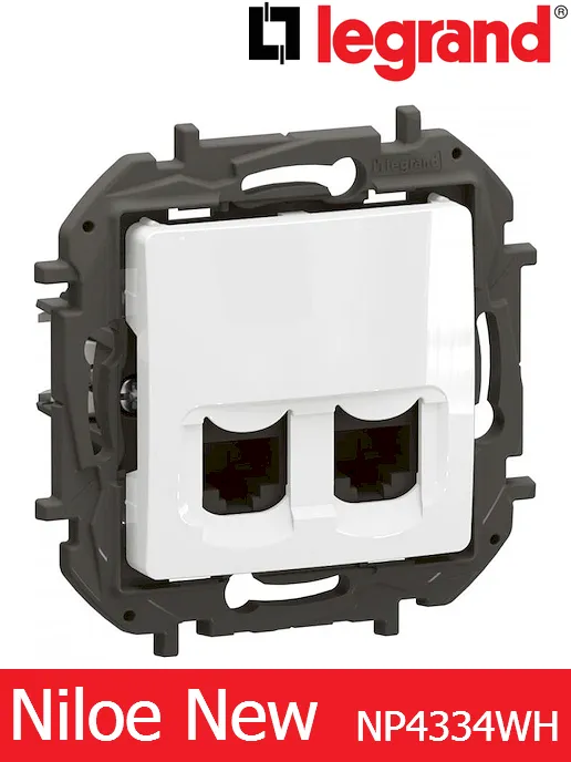 Интернет розетка 2×RJ45 Cat.6 UTP – бяла Legrand Niloe New NP4334WH