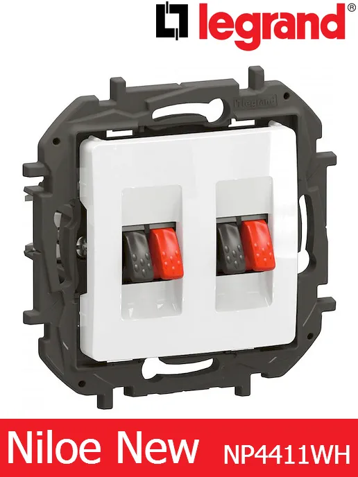 Розетка за 2× тонколони  – цвят бял,  Legrand Niloe New NP4411WH