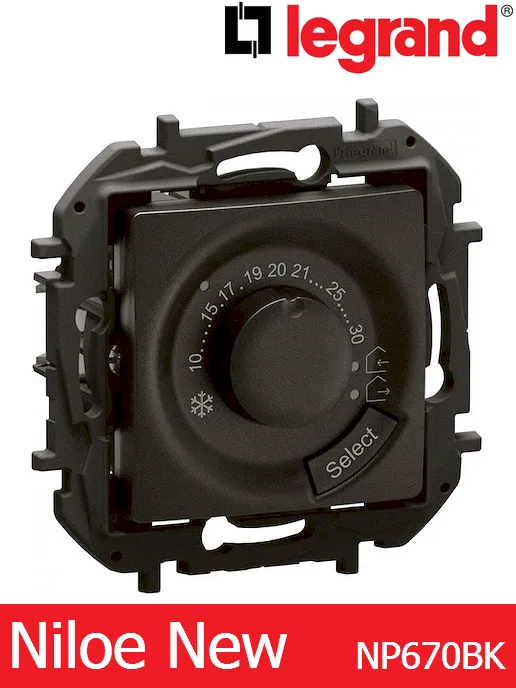 Термостат 10–30°C 230V max 8A – черен Legrand Niloe New NP670BK