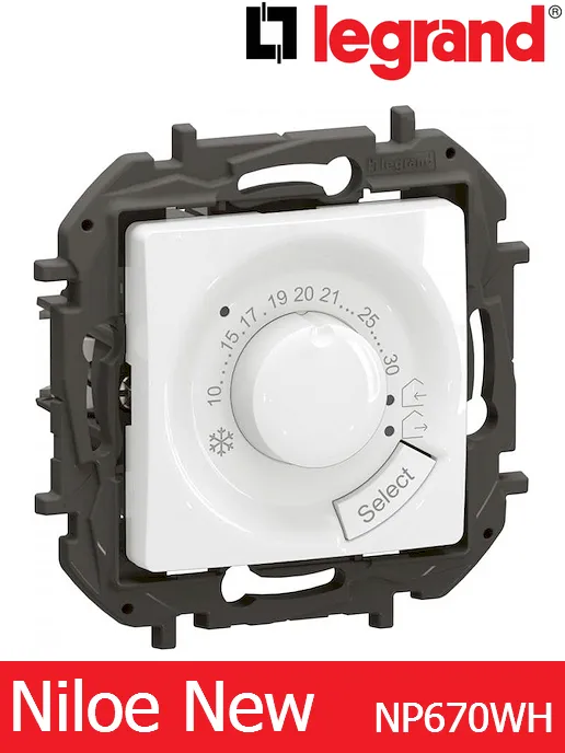 Термостат 10–30°C 230V max 8A – бял Legrand Niloe New NP670WH
