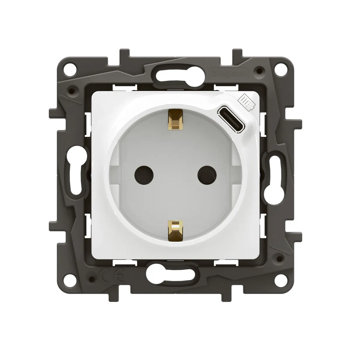 Legrand Niloe New Контакт USB-C Детска защита Бял