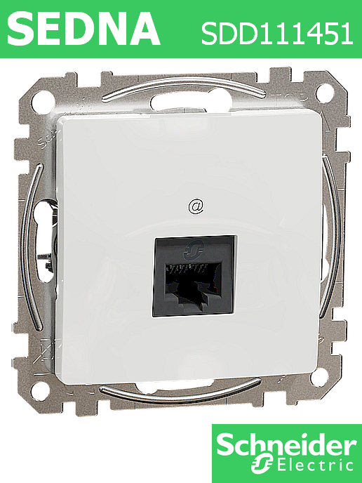 Интернет розетка Sedna New, 1X RJ45 - UTP cat.5E, бял