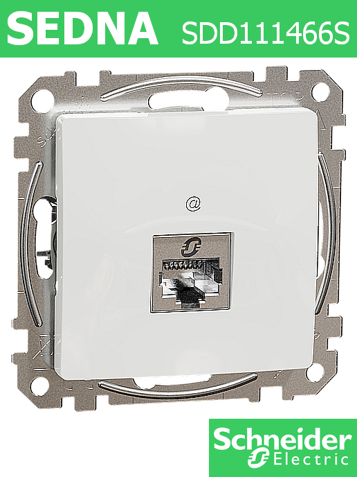 Интернет розетка Sedna New, 1X RJ45 - STP cat.6A, бял