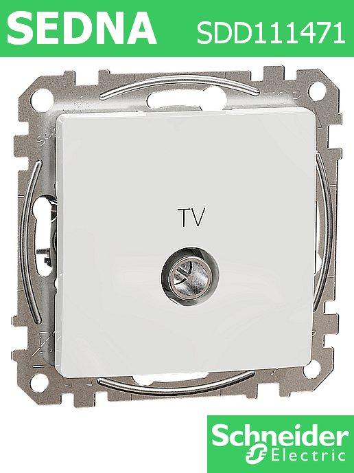 TV розетка Sedna New, мъжка, 4dB, крайна, бял