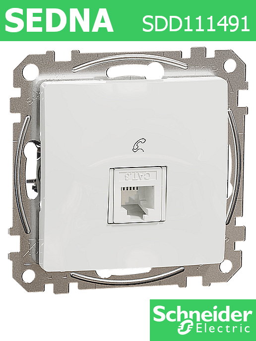 Телефонна розетка Sedna New, 1X RJ11, бял
