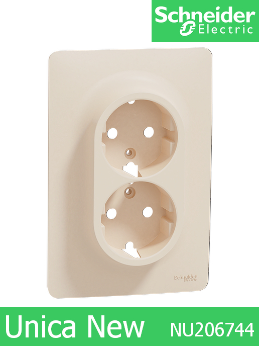 Контакт двоен, моноблок Unica New Крем