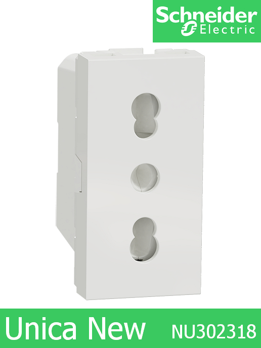 Контакт италиански стандарт с детска защита едномодулен Unica New Бял