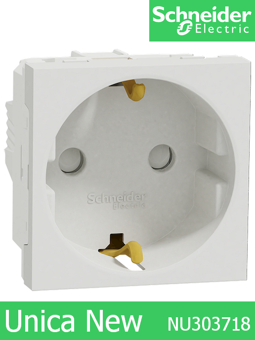 Контакт шуко с детска защита и винтови клеми Unica New Бял