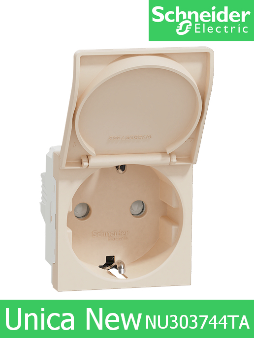 Контакт шуко с капак Unica New Крем