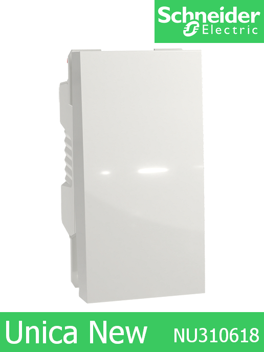 Бутон за осветление едномодулен Unica New Бял