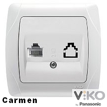 Телефонна розетка серия Viko Carmen цвят бял