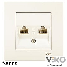 Двоен компютър 2хRJ45 Cat 5e Viko Крем