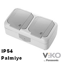 Противовлажен контакт двоен IP54 Viko Palmiye сив