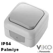 Противовлажен единичен ключ IP54 Viko Palmiye сив