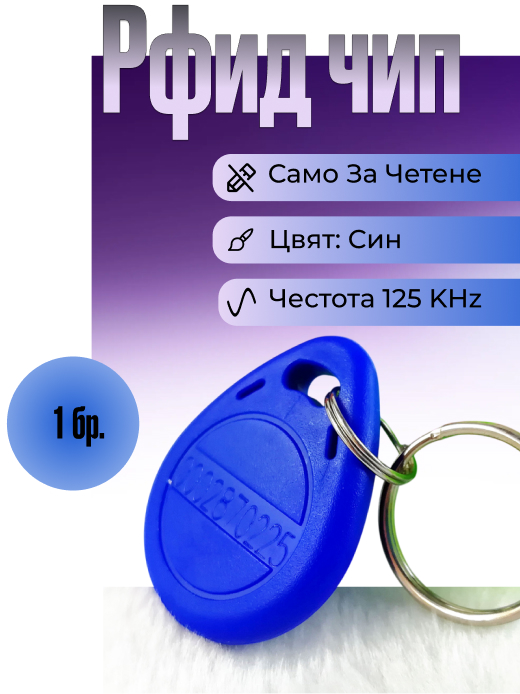 Чип за врата на 125 KHz, цвят син, модел ID2