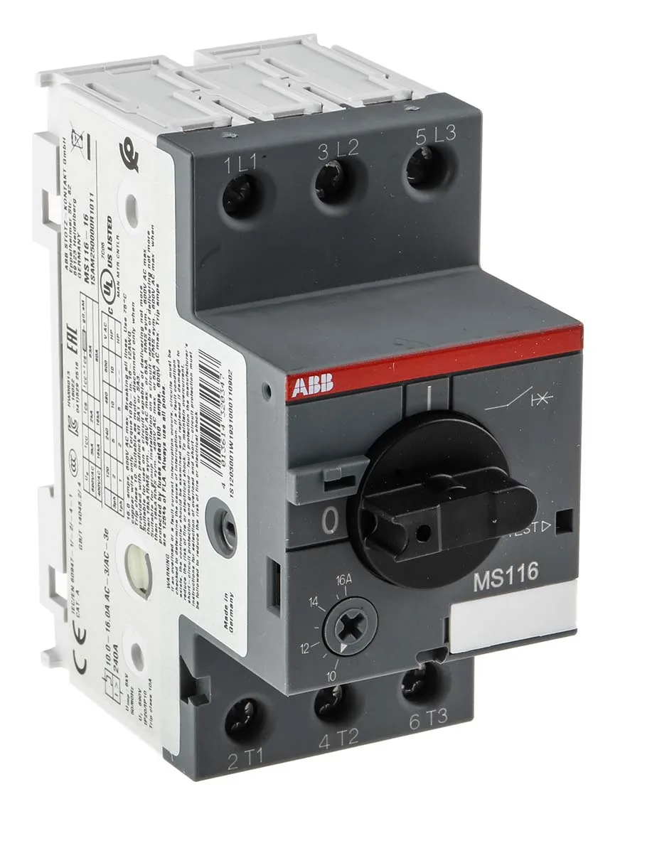 ABB MS116-12 прекъсвач, ротационна ръкохватка, винтови клеми