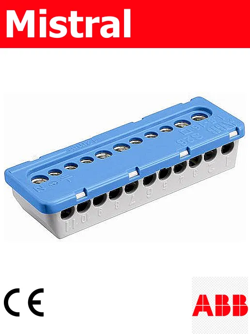 Нулева шина ABB (N-клема) за табла Mistral, 11 позиции