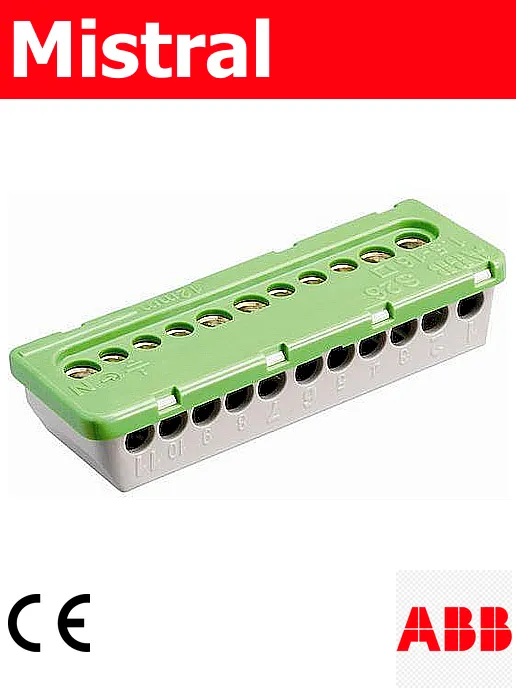 Земна шина ABB (PE-клема) за табла Mistral, 11 позиции