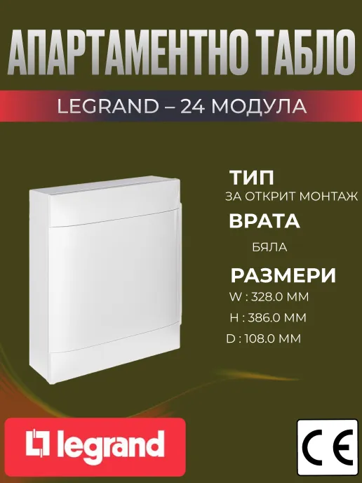 Апартаментно табло за външен 24 мод. 2 реда х 12 открит монтаж, бяла врата