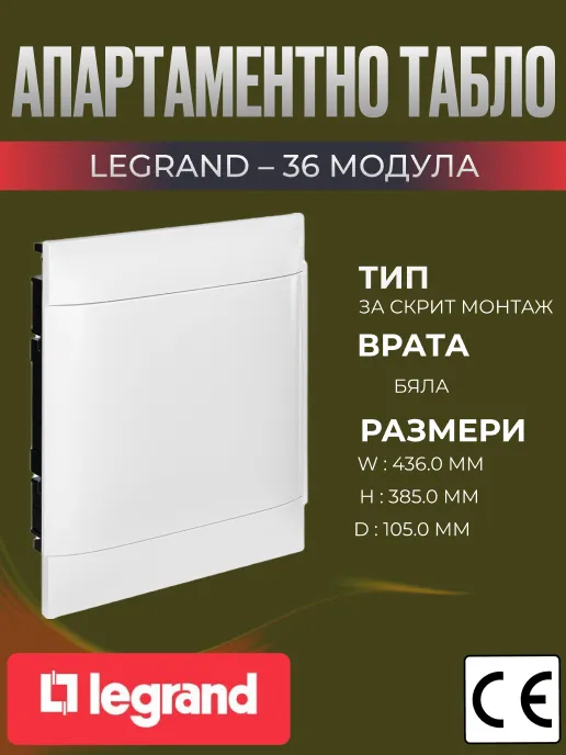Апартаментно табло за вграждане 36 мод. 2 реда х 18 скрит монтаж, бяла