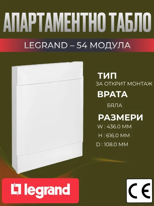 Апартаментно табло за външен 54 мод. 3 реда х 18 открит монтаж, бяла врата