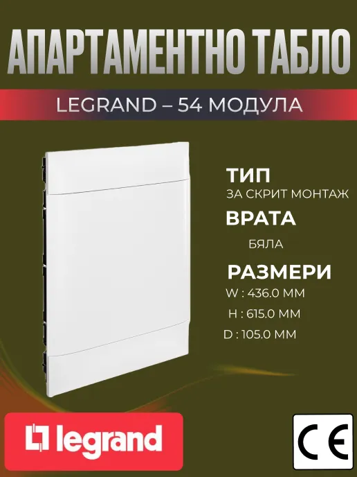 Апартаментно табло за вграждане 54 мод. 3 реда х 18 скрит монтаж, бяла