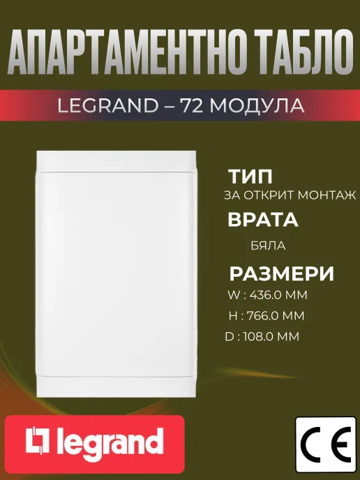 Апартаментно табло за външен 72 мод. 4 реда х 18 открит монтаж, бяла врата