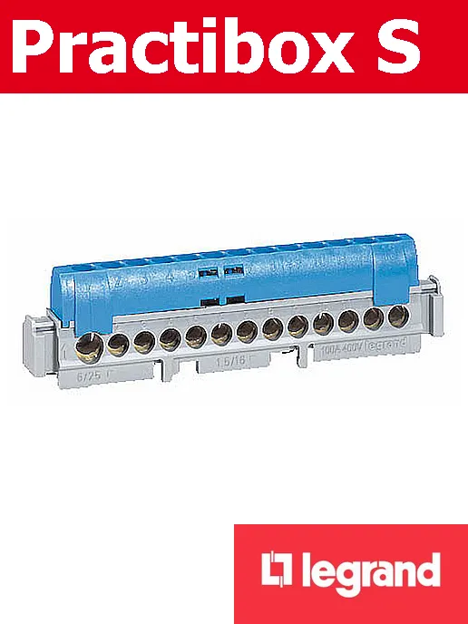 Нулева клема синя с 1х6-25 + 21х1.5-16мм2 (L=176мм)
