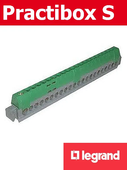 Заземителна клема зелена с 1х6-25 + 21х1.5-16мм2 (L=176мм)