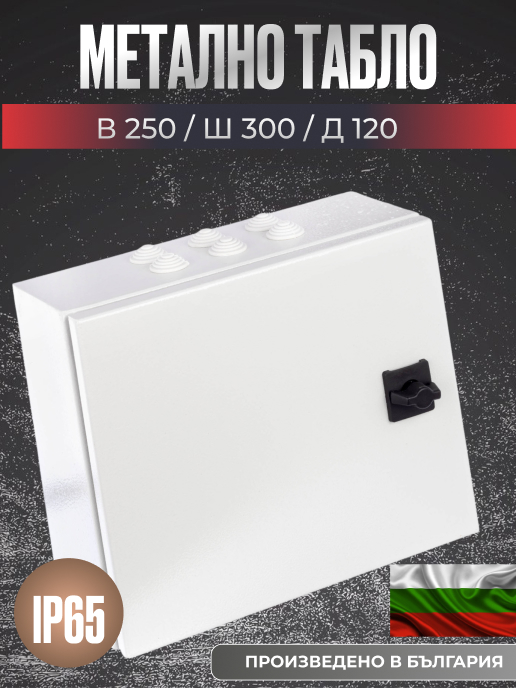Метално табло за стена 250x300x120 мм, IP65, с плоча